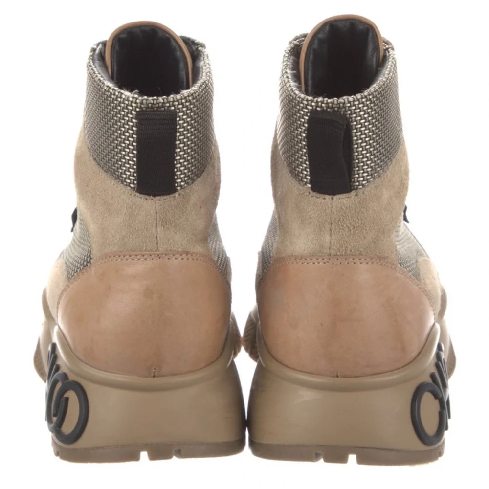 Jimmy Choo Beige Suede Colorblock Pattern Boots - Picture 4 of 5